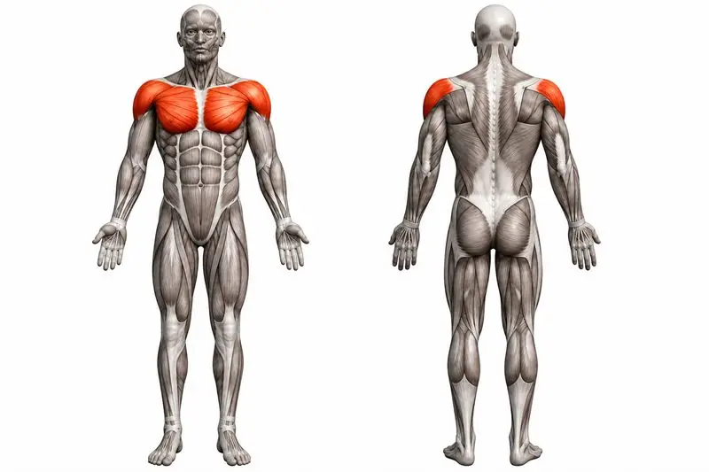 Músculos que trabaja flexión declinada, marcados en rojo