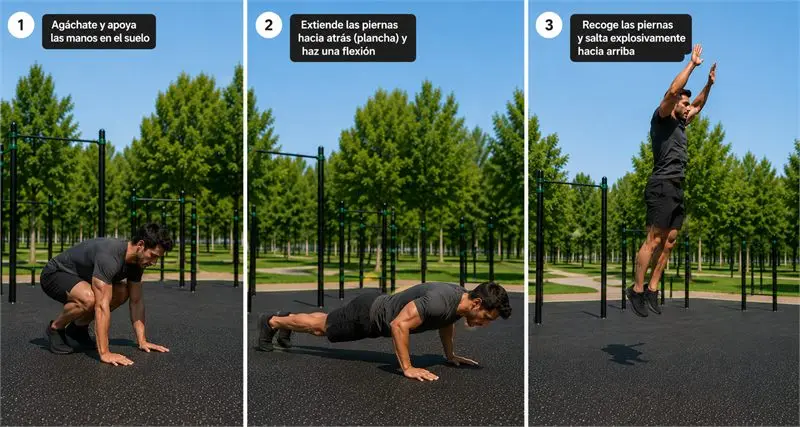 Burpee: secuencia del movimiento