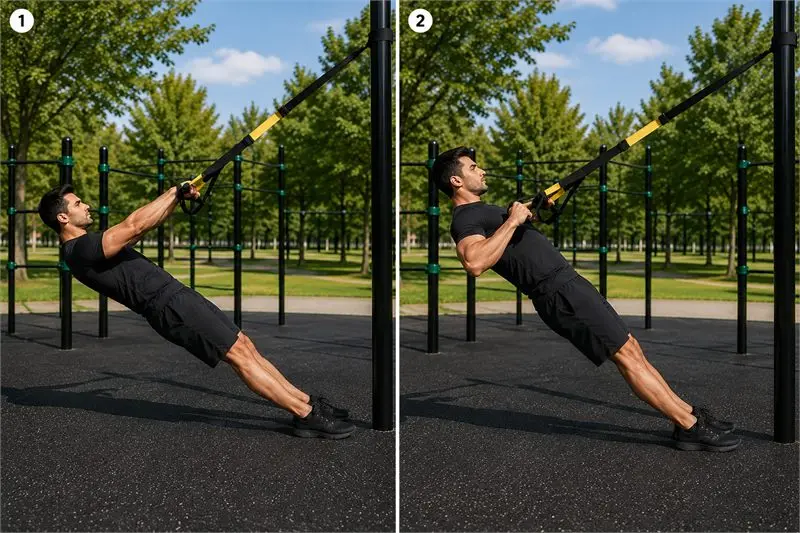 Remo en TRX: secuencia del movimiento