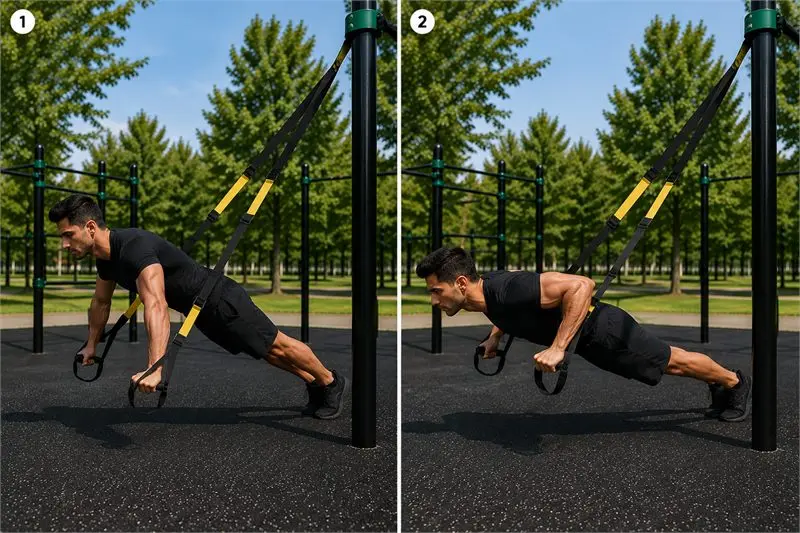 Flexión en TRX: secuencia del movimiento