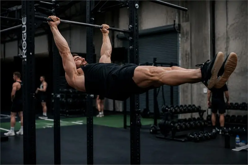 Front lever agrupado: secuencia del movimiento