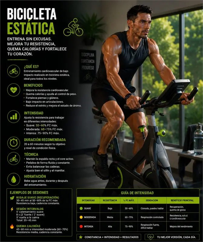 Bicicleta estática: secuencia del movimiento