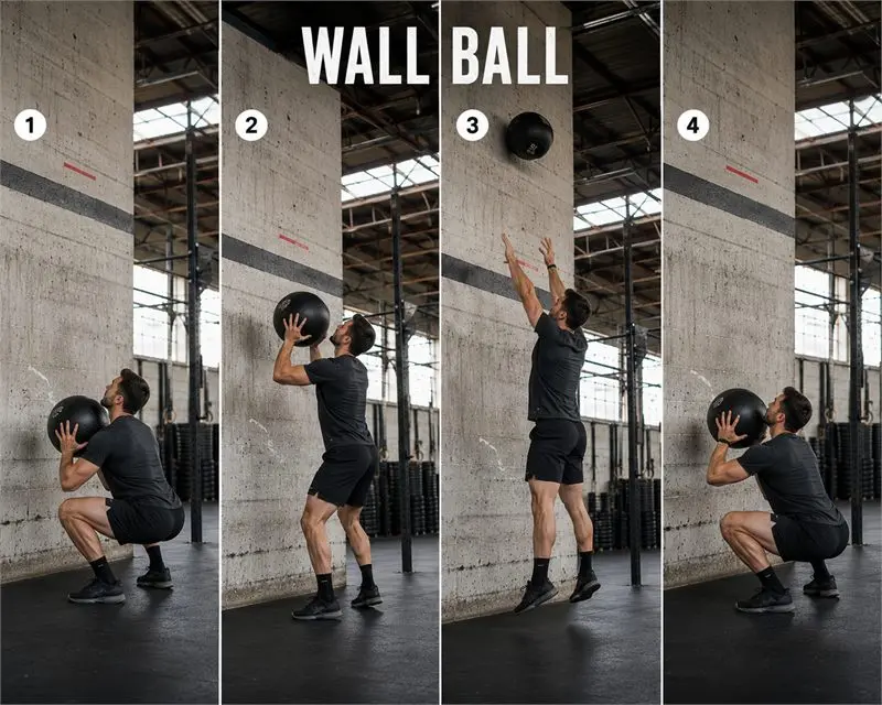 Wall ball: secuencia del movimiento