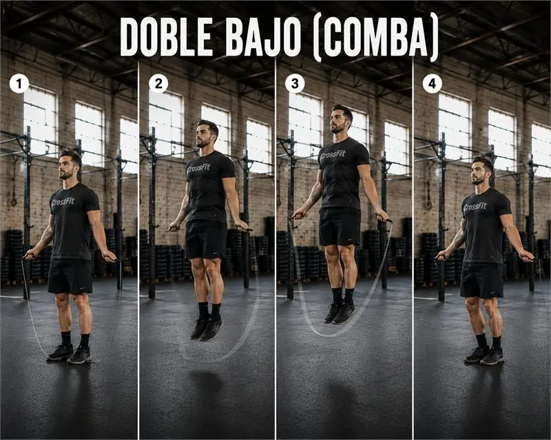 Doble bajo (comba): secuencia del movimiento