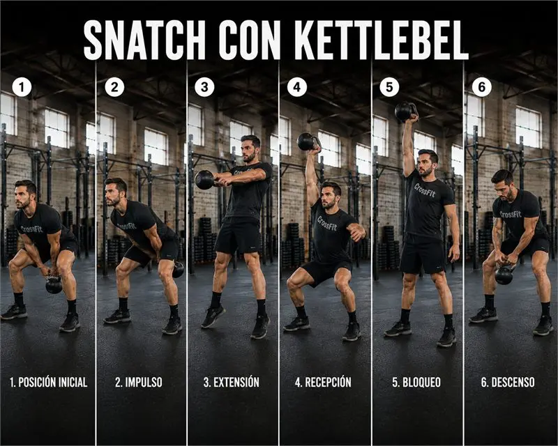Snatch con kettlebell: secuencia del movimiento