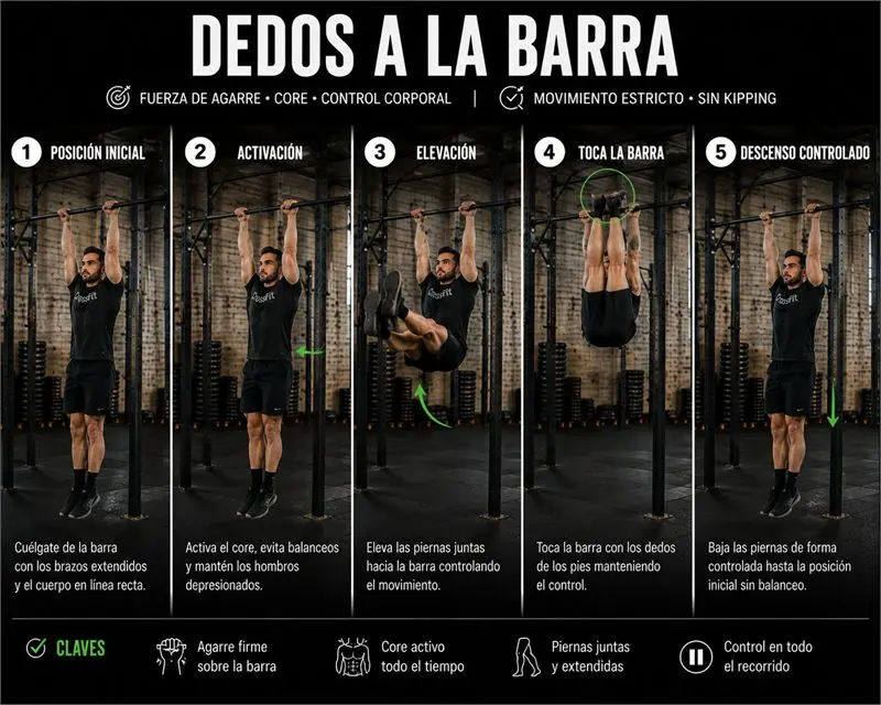 Dedos a la barra: secuencia del movimiento