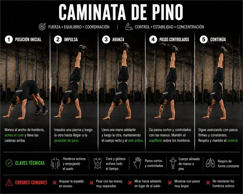 Caminata en pino: secuencia del movimiento