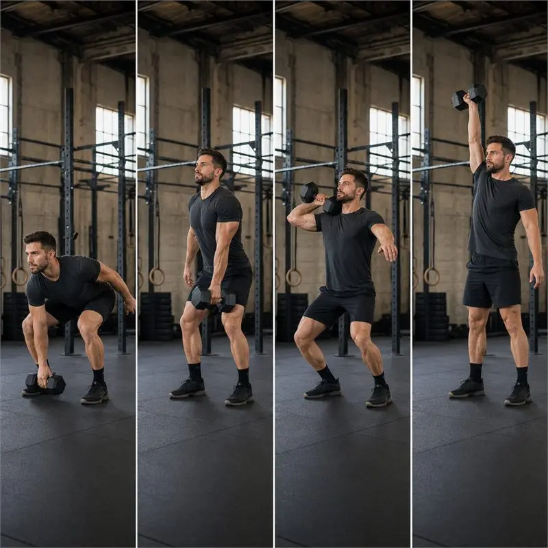 Snatch con mancuerna: secuencia del movimiento