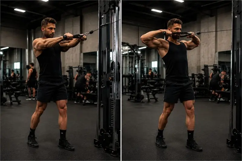 Face pull en polea: secuencia del movimiento