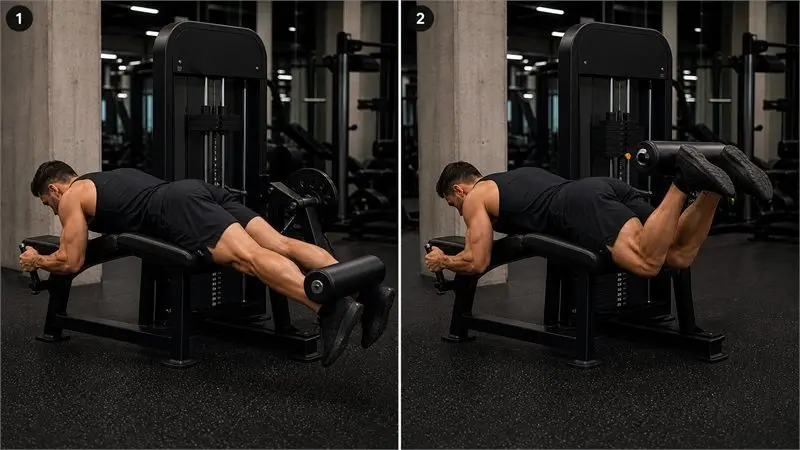 Curl de isquiotibiales: secuencia del movimiento