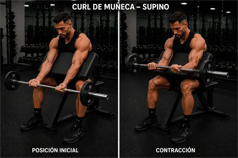 Curl de muñeca: secuencia del movimiento
