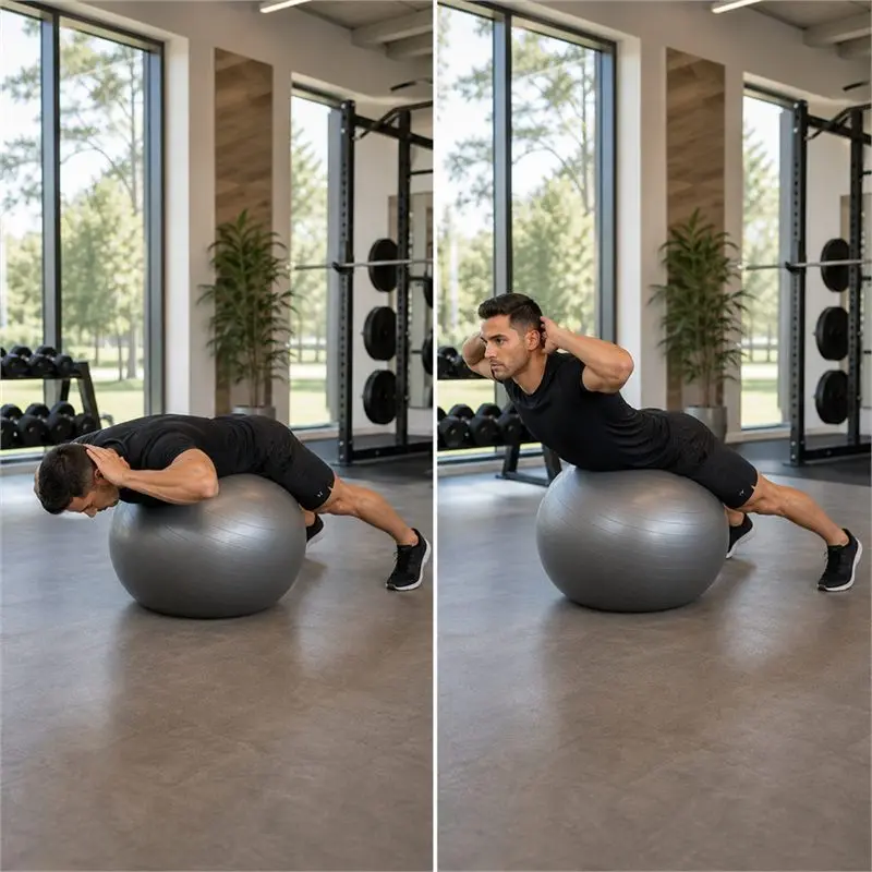 Extensión de espalda en fitball: secuencia del movimiento
